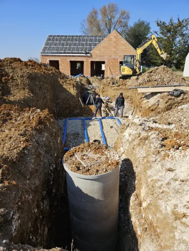 Réalisation d'une micro station d'épuration et son drainage pour le pavillon de plain pied à Abbeville saint Lucien, Compiègne, LCDT La Coopérative des Travaux