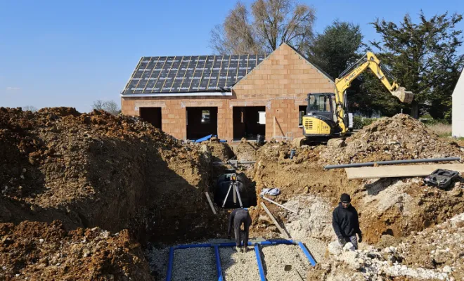 Réalisation d'une micro station d'épuration et son drainage pour le pavillon de plain pied à Abbeville saint Lucien, Compiègne, LCDT La Coopérative des Travaux