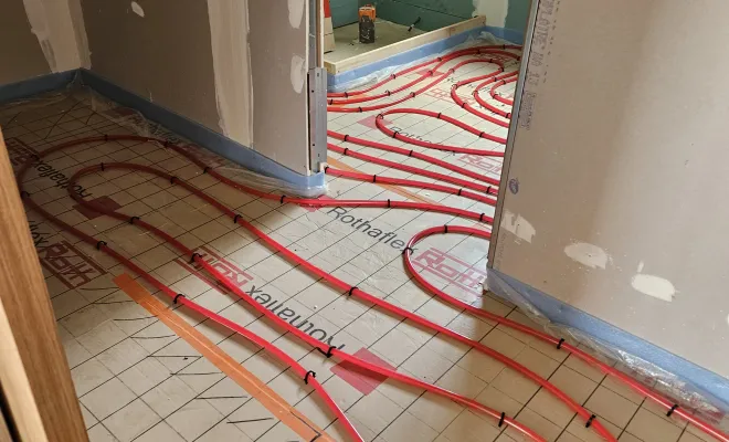 Réalisation d'un plancher chauffant hydraulique avec pompe à chaleur sur le pavillon d'Abbeville Saint-Lucien, Compiègne, LCDT La Coopérative des Travaux