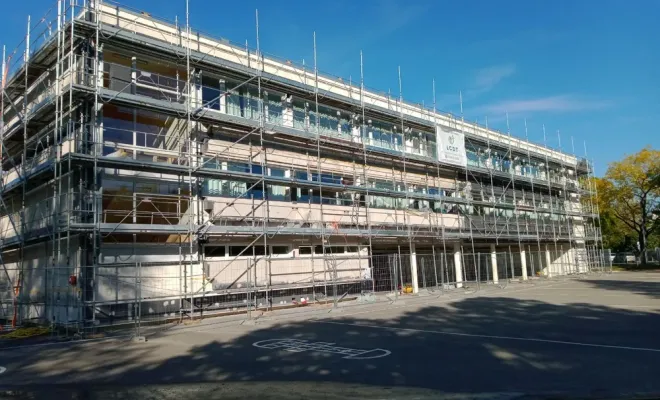 Isolation thermique extérieure de l'école maternelle Jean Moulin à Soissons, Compiègne, LCDT La Coopérative des Travaux